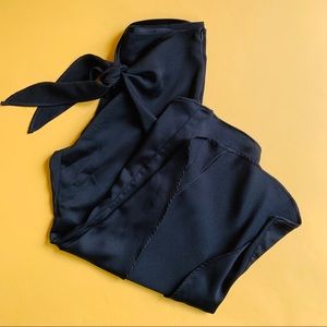 Slit Bottom w/ Bow Tie at Waist Dress Pant